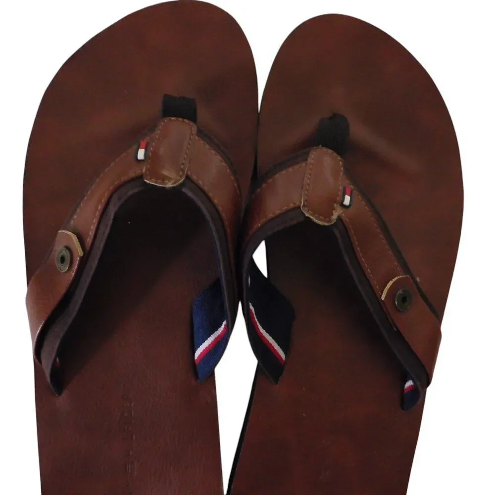 NEW Tommy Hilfiger Men’s Flip-flop Sandals, sz 12M Brown Brand new‎
